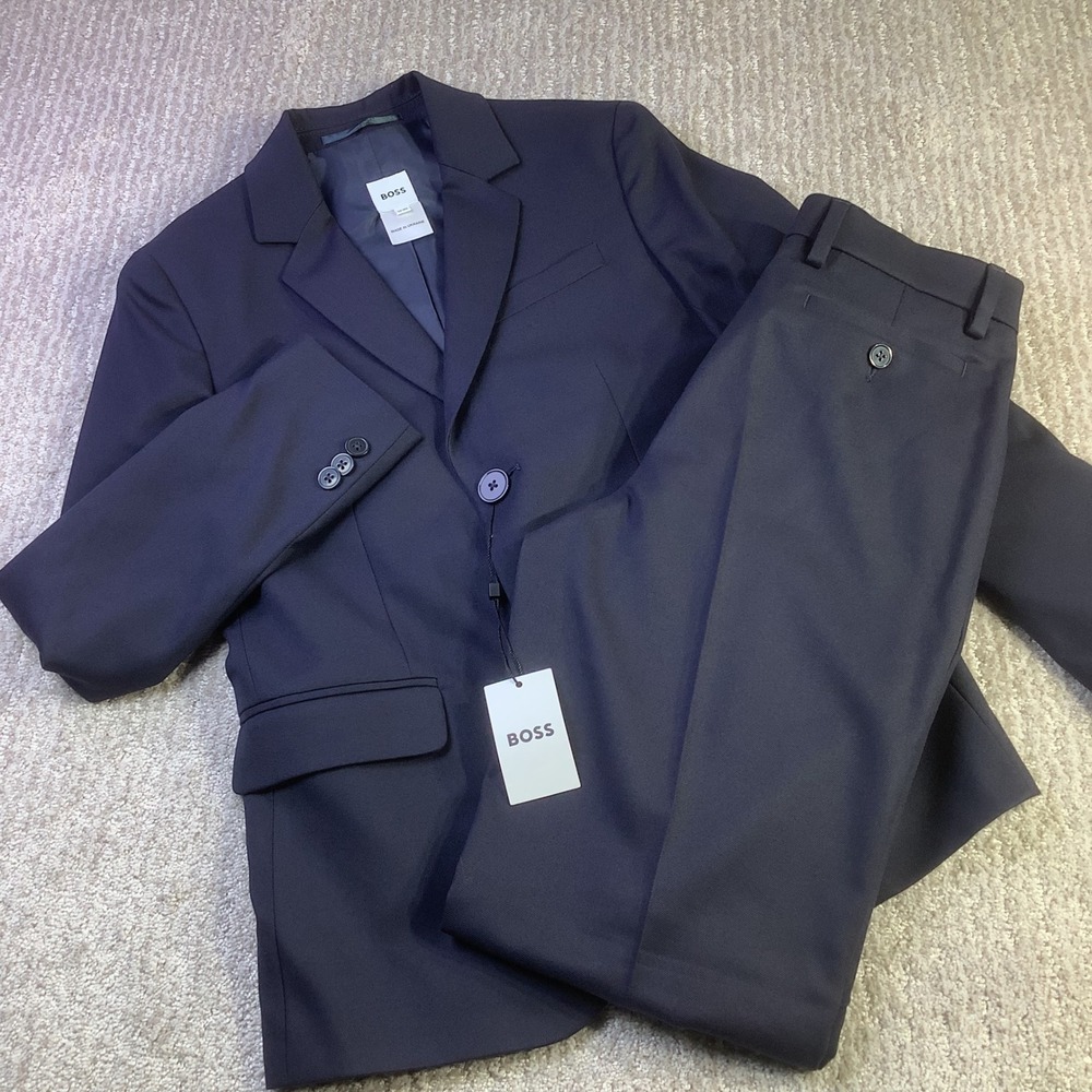BOSS Hugo Boss Boys Navy Blue 2 Piece Suit Set Size 12 XS J28116/862 NEW